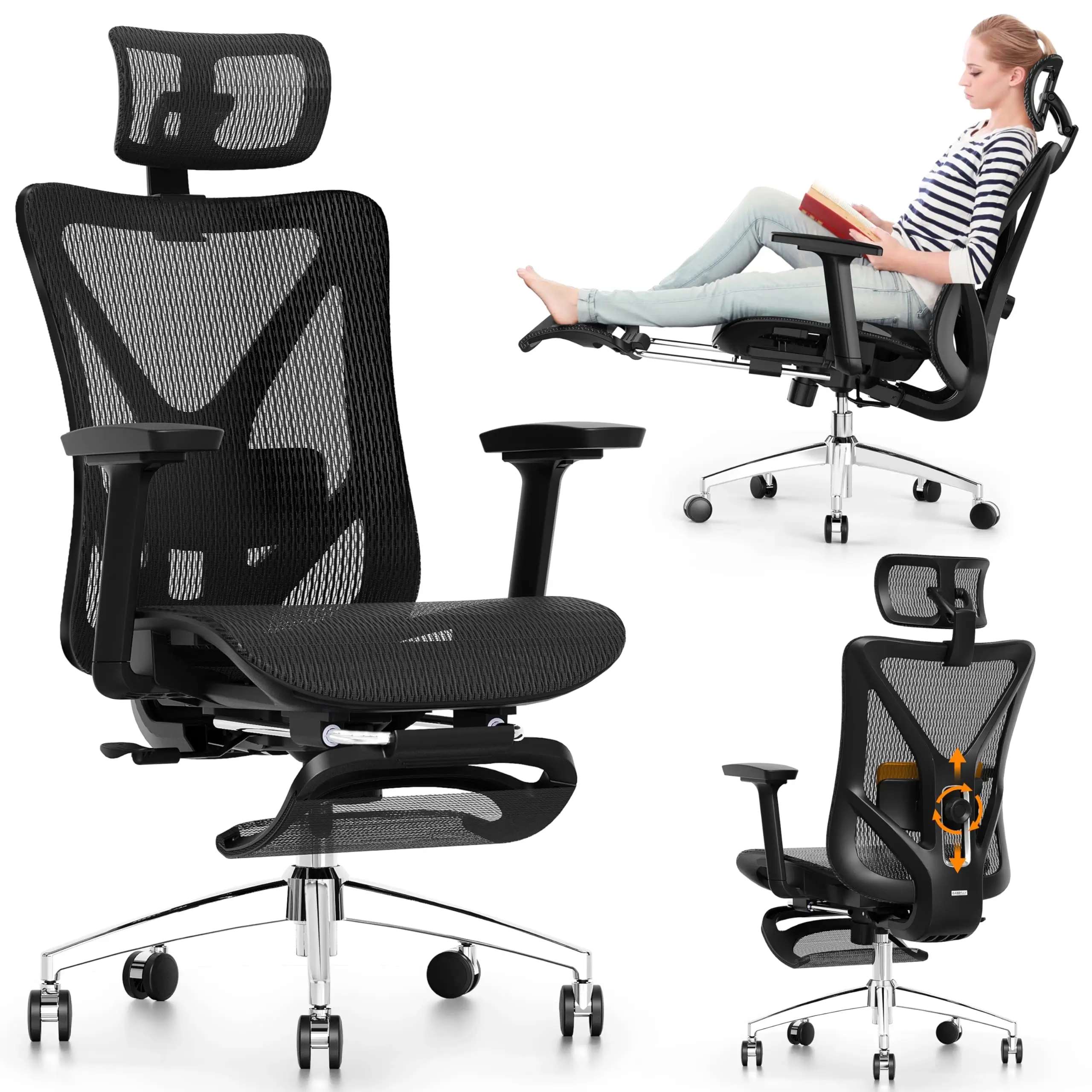 Gabrylly ergonomic mesh office chair with high back and headrest